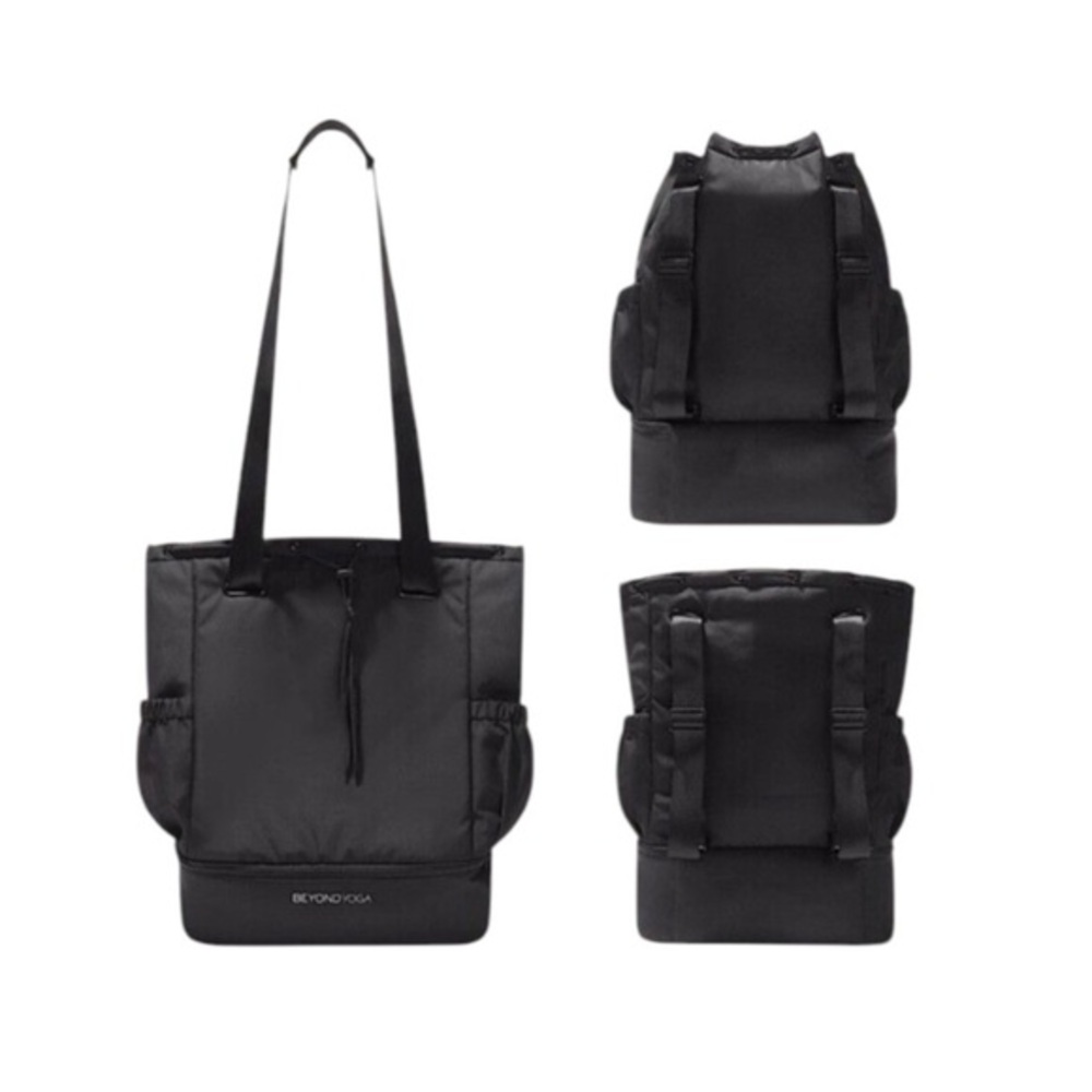 Beyond Yoga Convertible Backpack Black Separate Zip Compartment On Bottom